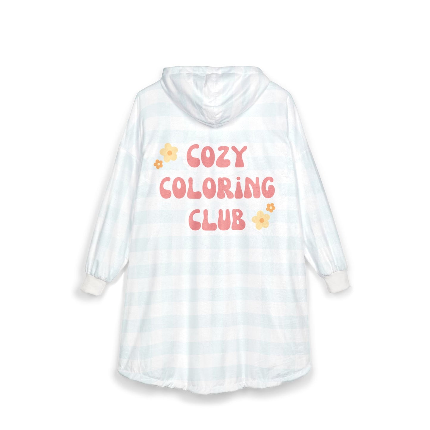 'Cozy Coloring Club' Fluffy Hoodie Blanket - Powder