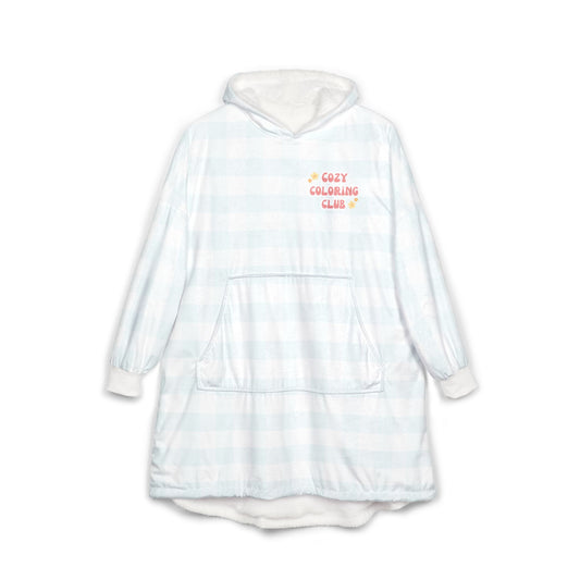 'Cozy Coloring Club' Fluffy Hoodie Blanket - Powder