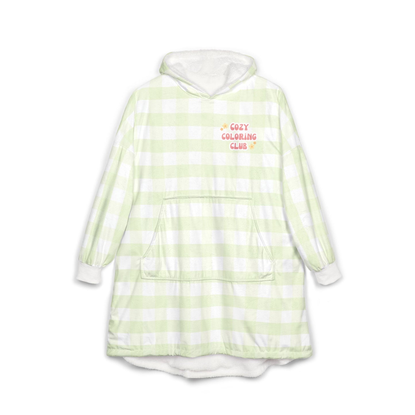 'Cozy Coloring Club' Fluffy Hoodie Blanket - Matcha