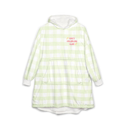 'Cozy Coloring Club' Fluffy Hoodie Blanket - Matcha