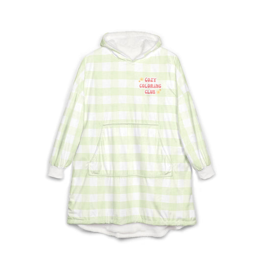 'Cozy Coloring Club' Fluffy Hoodie Blanket - Matcha