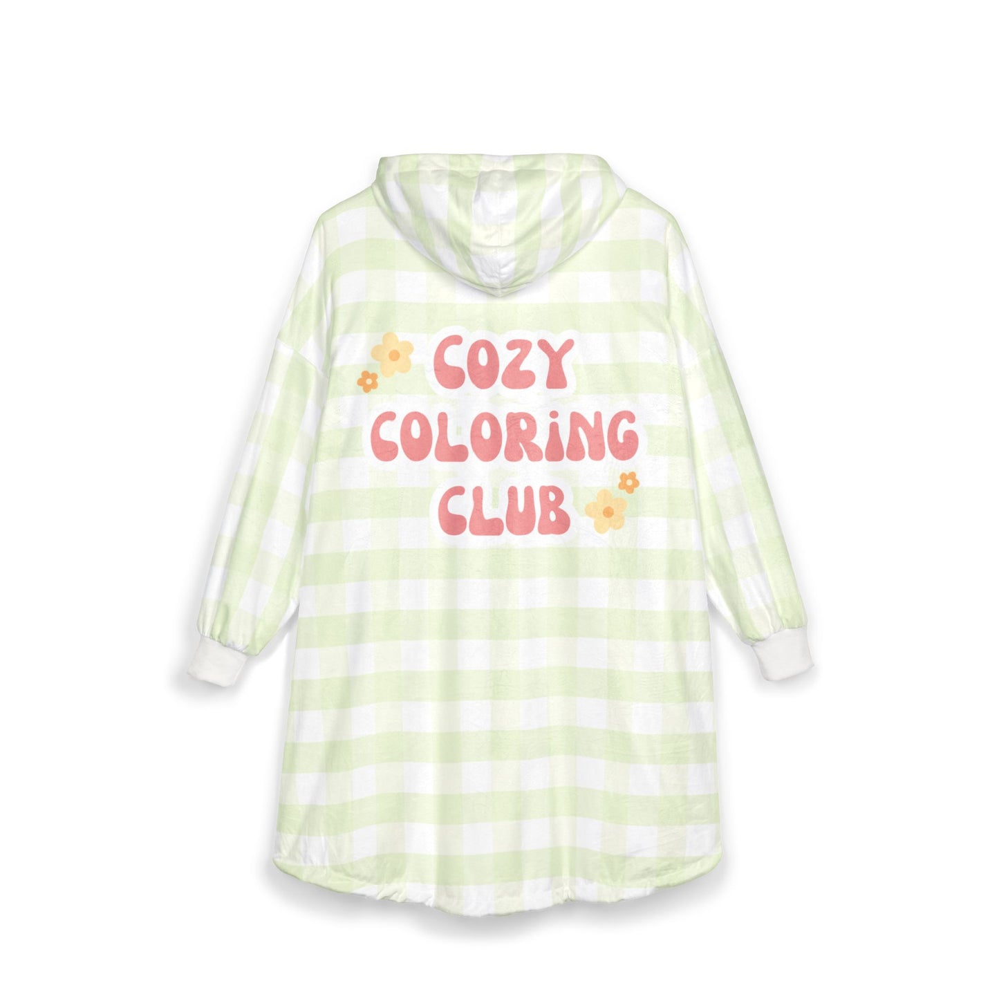 'Cozy Coloring Club' Fluffy Hoodie Blanket - Matcha
