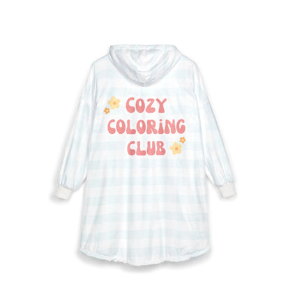 'Cozy Coloring Club' Fluffy Hoodie Blanket - Powder