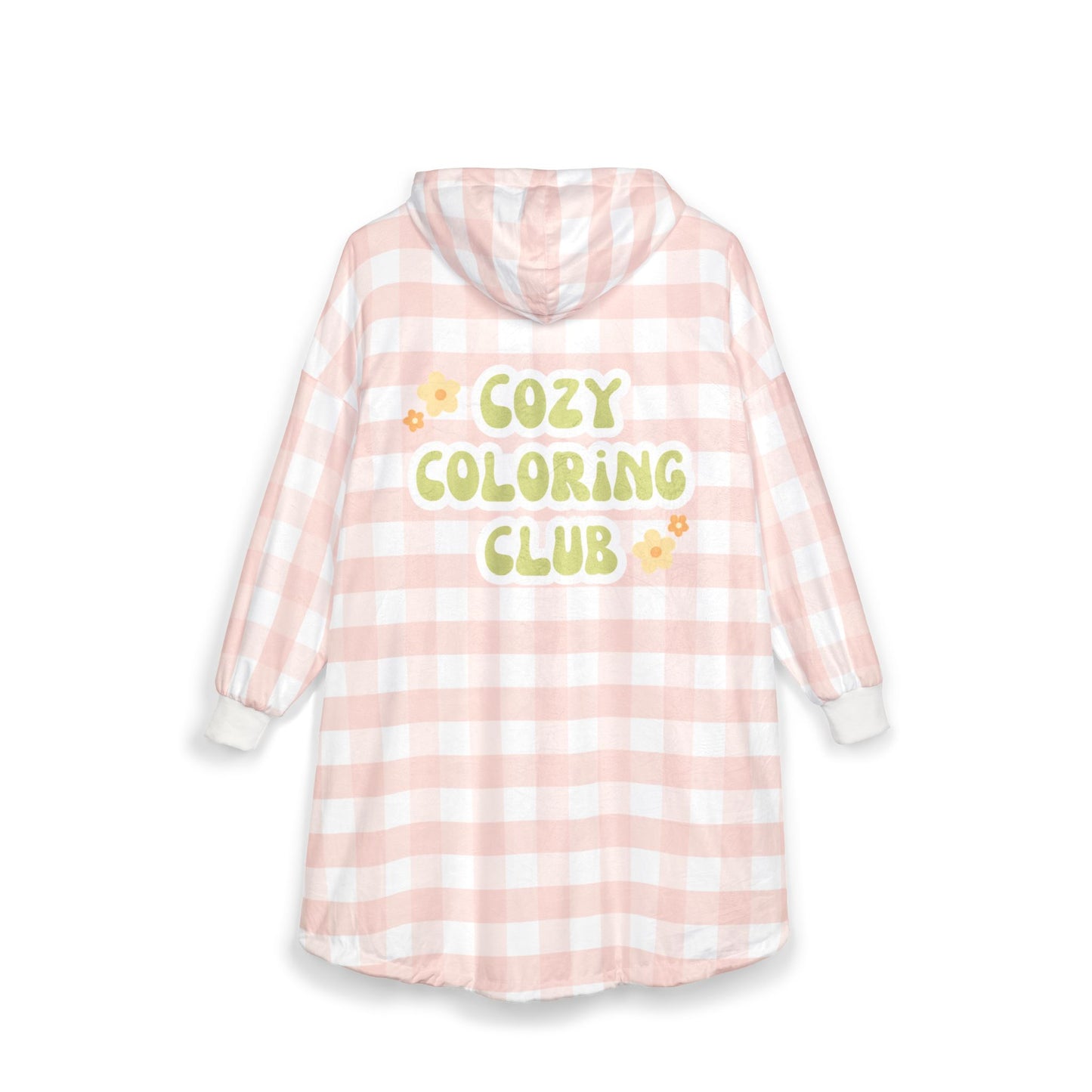 'Cozy Coloring Club' Fluffy Hoodie Blanket - Blush