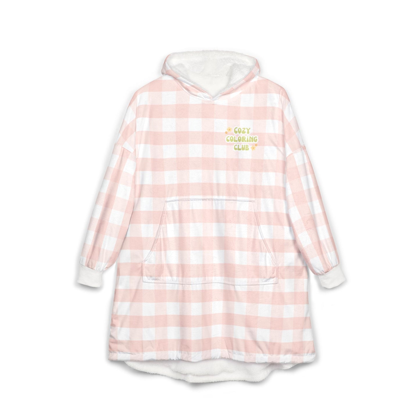 'Cozy Coloring Club' Fluffy Hoodie Blanket - Blush