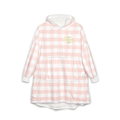 'Cozy Coloring Club' Fluffy Hoodie Blanket - Blush