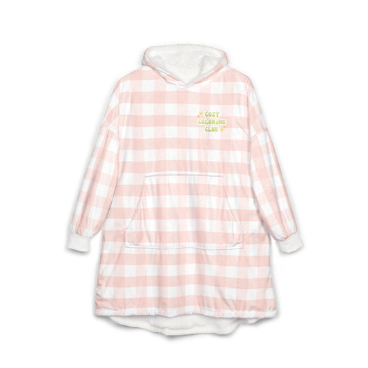 'Cozy Coloring Club' Fluffy Hoodie Blanket - Blush